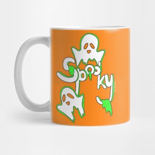 Spooky Ghosts with orange background Mug